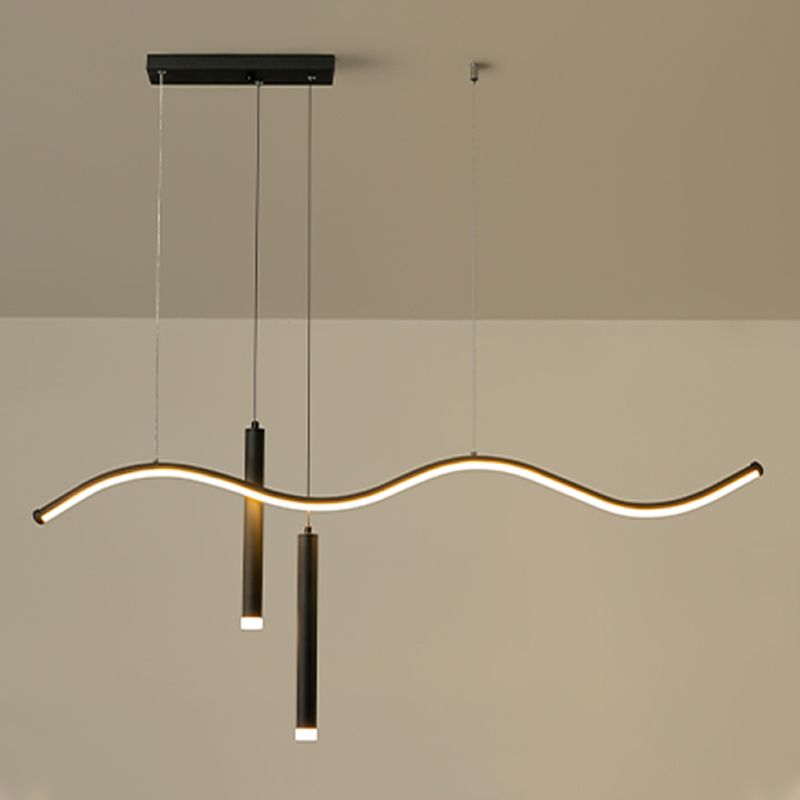 3-Light Linear Island Lighting Contemporary Metal Island Lights