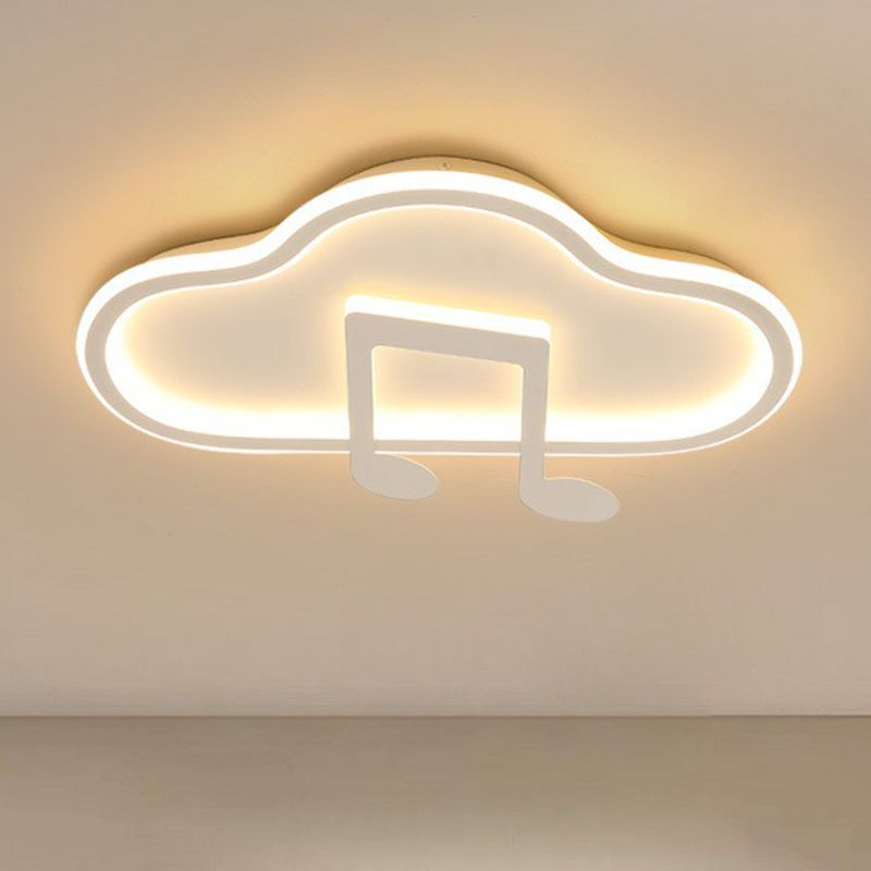 Nuage et musique Note de musique Bédouiller Légère Acrylique Macaron LED Flush Ceiling Light Fixture
