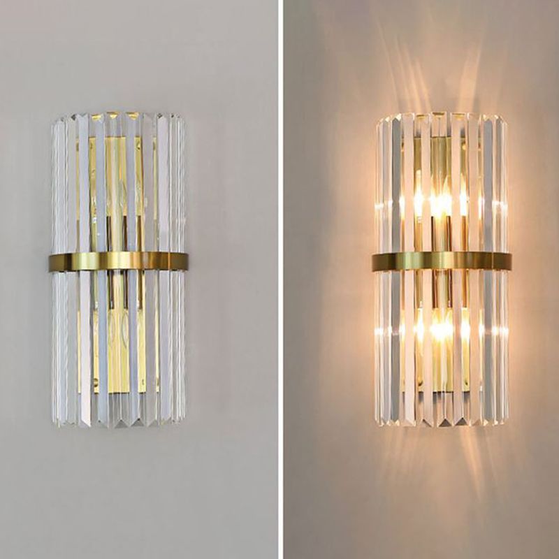 Geometric Wall Lighting Modern Crystal 2 Lights Wall Sconces in Gold