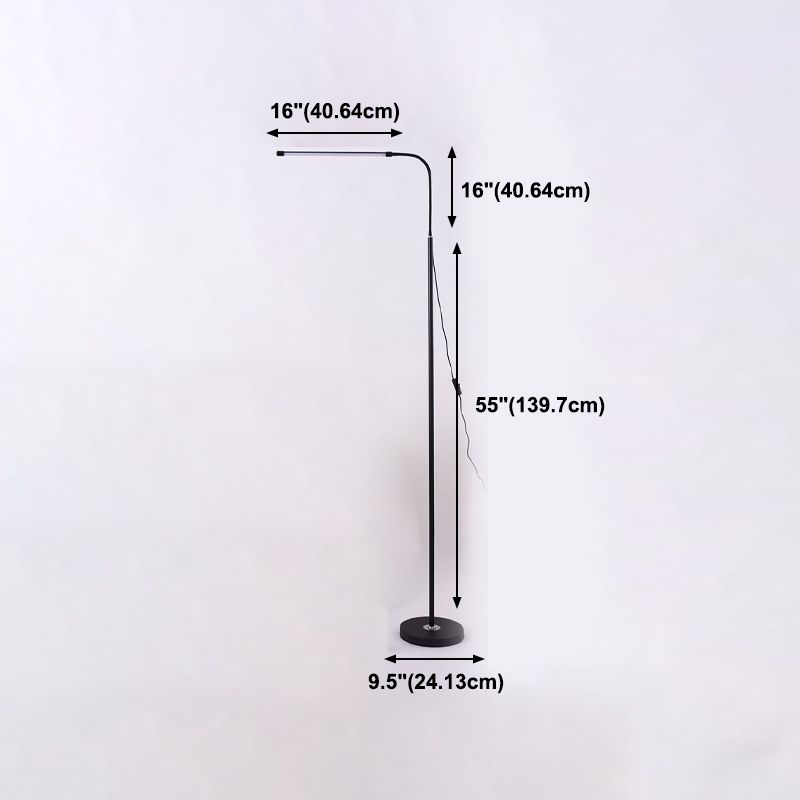 Linear Shape Metal Floor Light Modern Style 1 Light Floor Light Fixtures in Black