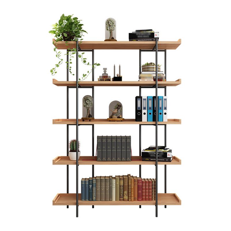 Industrial Style Open Bookshelf Etagere Shelf Bookcase with Rectangular Shelves