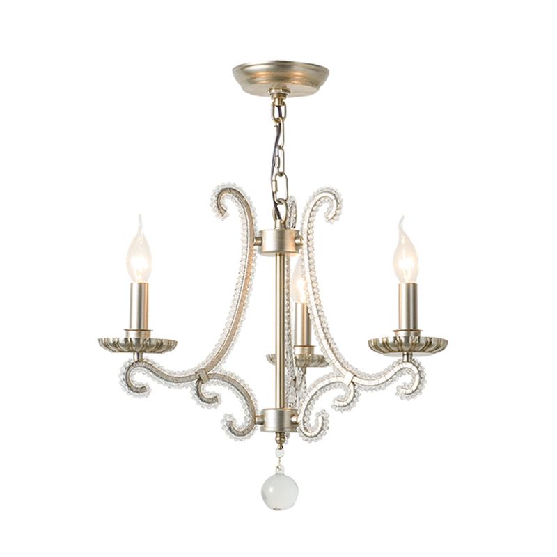 Candlestick Crystal Chandelier Lighting Simple 3/6/8 Lights Living Room Hanging Pendant Light in Silver