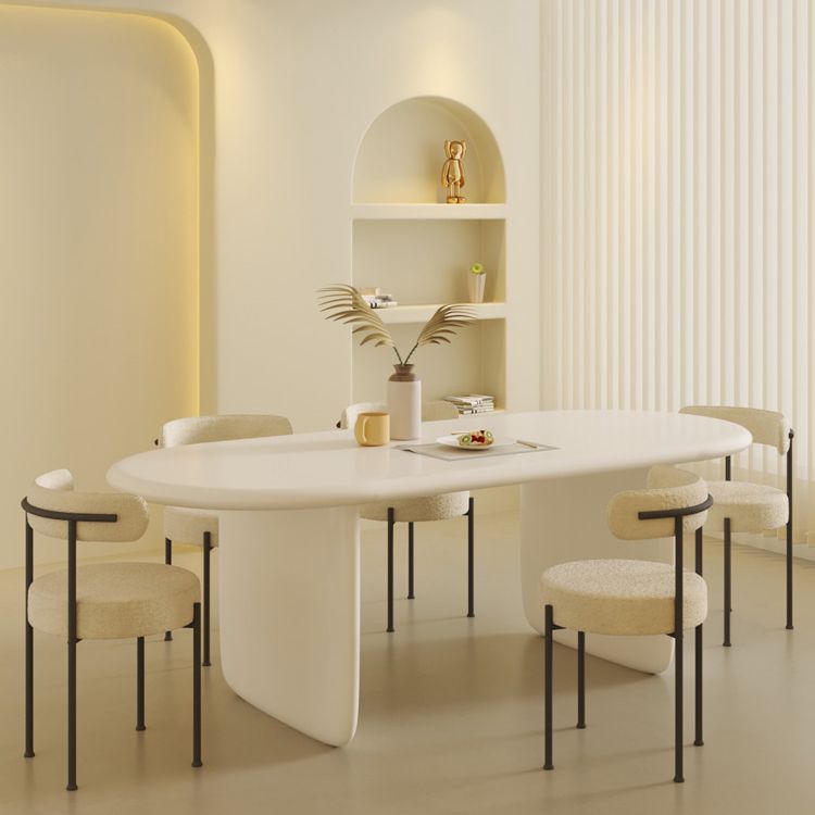 Oval 1/2/5 Piece Dining Table Sets Contemporary White Dining Room Set