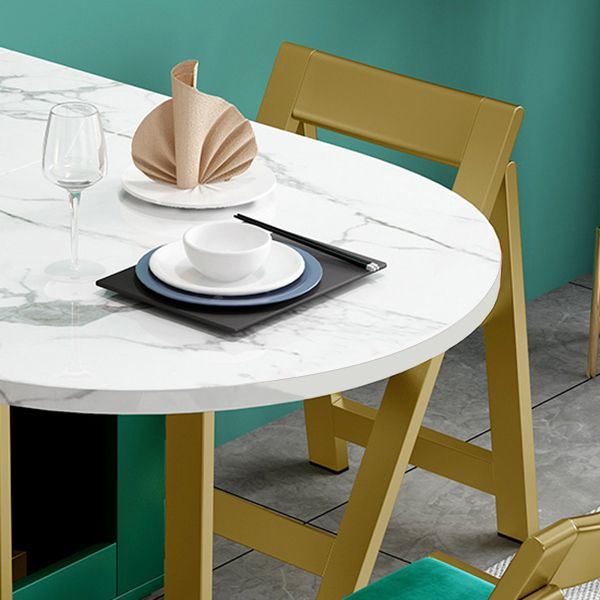 Mesa de comedor blanca ovalada de 59 pulgadas Simplicidad extensible para el comedor