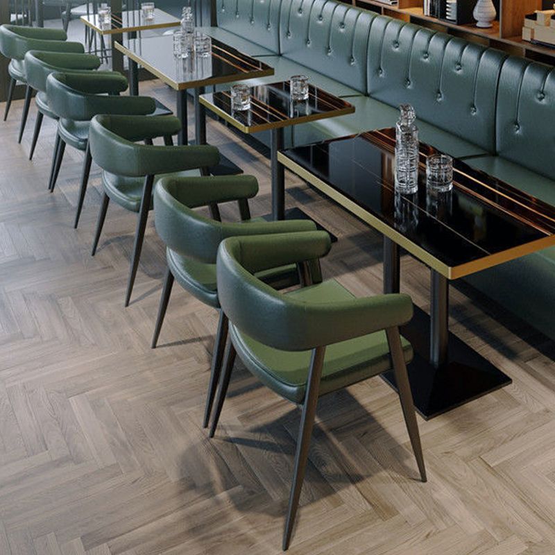 Contemporary Open Back Dining Chairs Upholstered Dining Chairs in Green