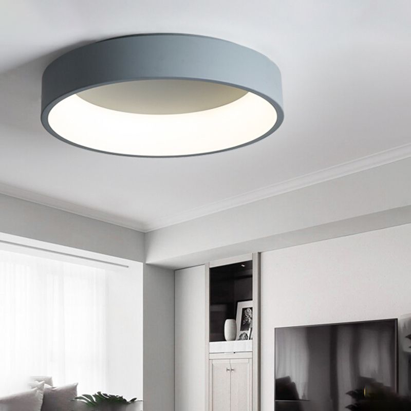 Plafonnier LED de forme ronde macaron moderne en aluminium 1 lumière encastré pour le salon