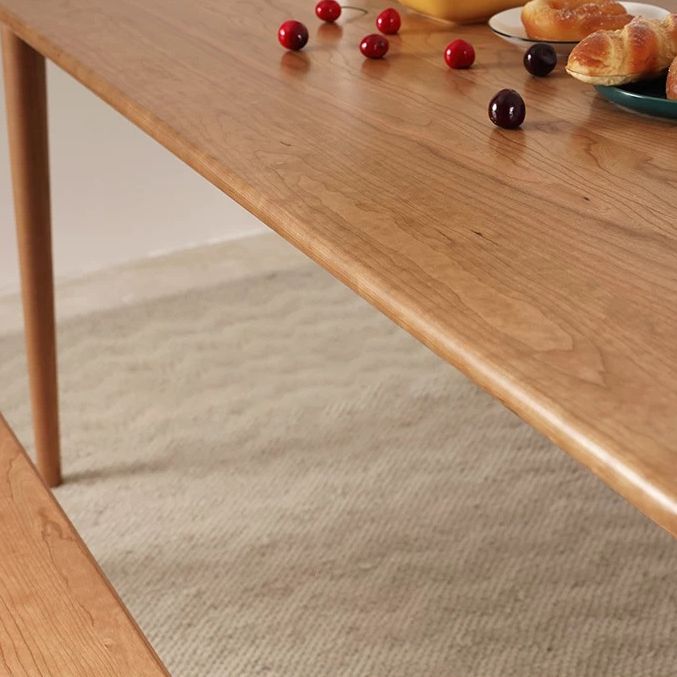 Rectangle Solid Wood Table Modern Dining Table with 4 Legs for Restaurant
