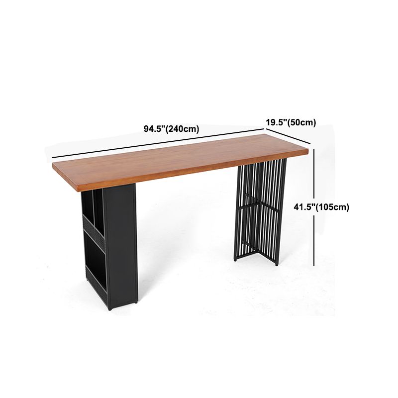 Indoor Solid Wood Bar/Dinette Table with Storage Rectangle Industrial Bar Table