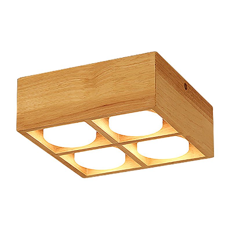 Plafonniers encastrés en bois, éclairage de montage au plafond à LED pour chambre à coucher