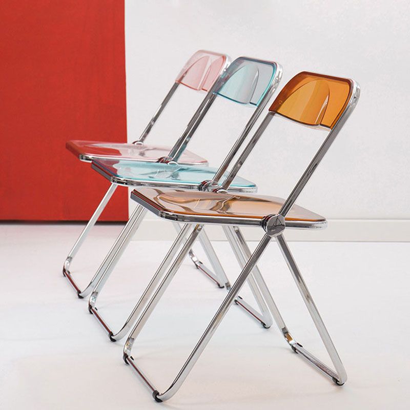 Silla lateral plegable de plástico de diseño industrial para uso doméstico Silla lateral de comedor con respaldo abierto