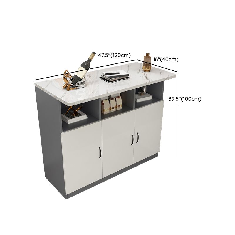 Modern Bistro Bar Table Rectangle Wooden Bar Table with Storage