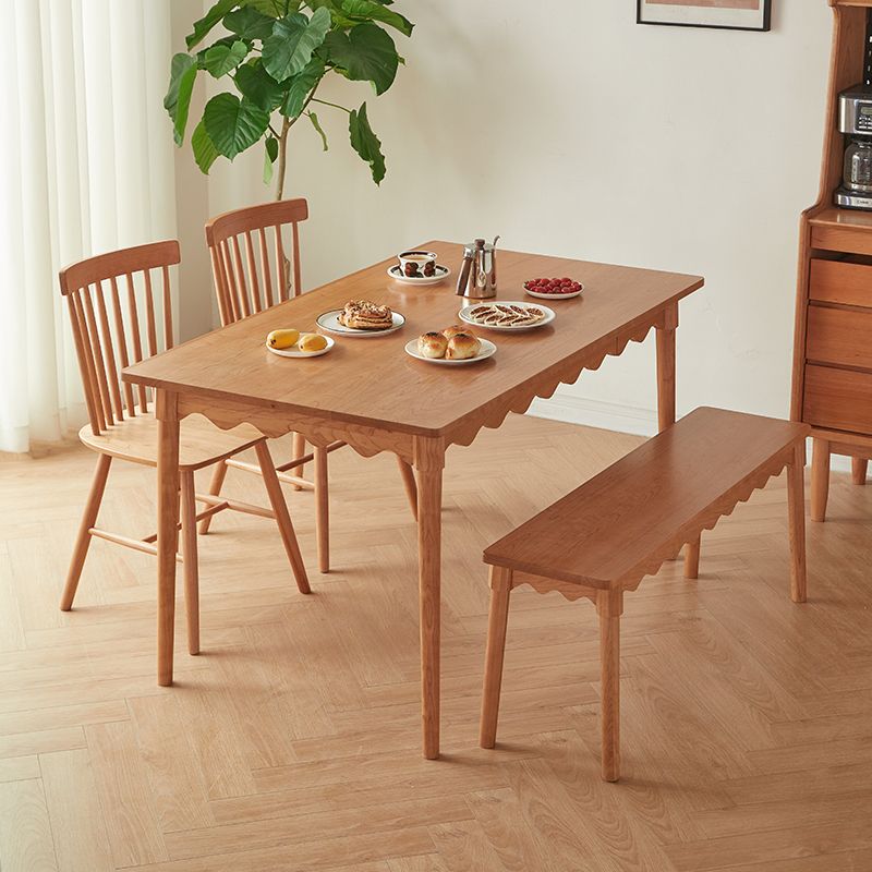Rectangle Solid Wood Dining Table Mid-Century 4 Legs Dining Table