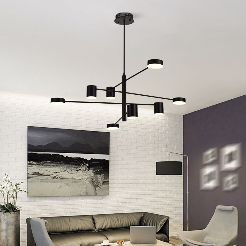 Black Sputnik Pendant Lighting Fixture Modern Style LED Metal Hanging Chandelier