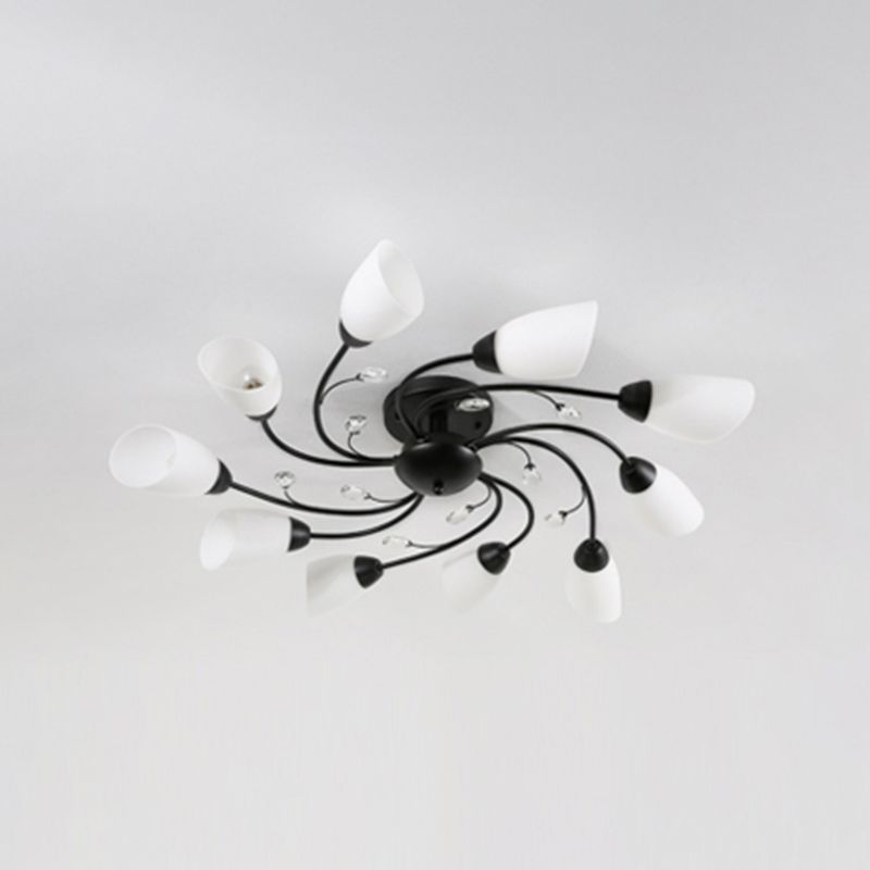 Black Flush Mounted Lamp Simple Style Glass Cone Ceiling Light Fixture