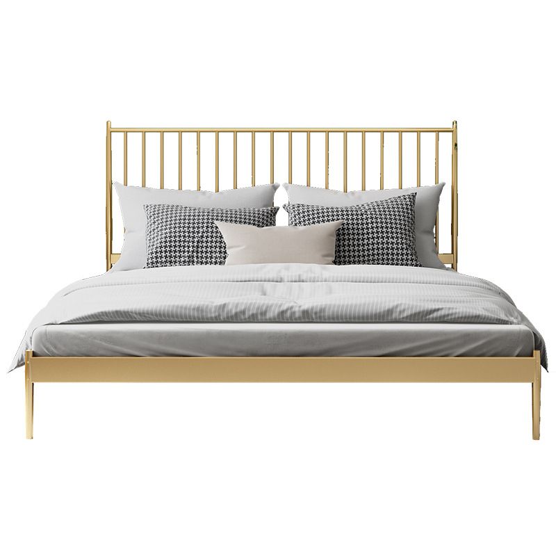 Contemporary Iron Open Frame Bed with Spindle Headboard for Bedroom