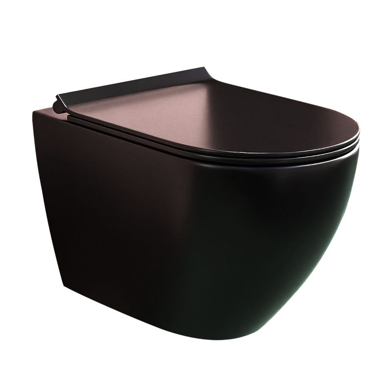 Contemporary Wall Hung Toilet Set Elongated Gloss Finish Ceramic Wall Mounted Bidet