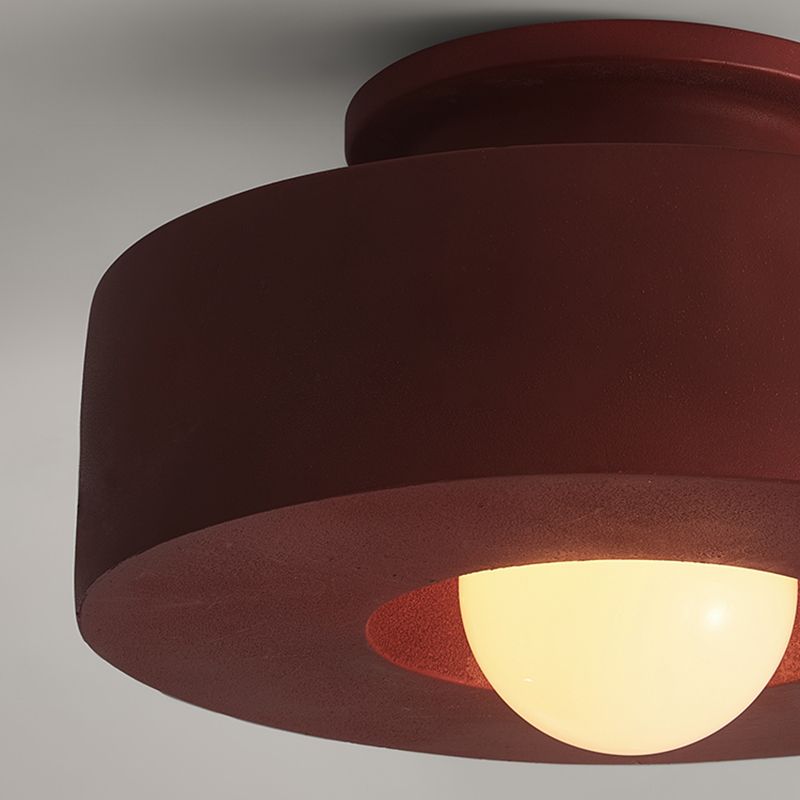 LED Modern Ceiling Flush in Black / Green / Red Drum 1 - Light Ceiling Mount