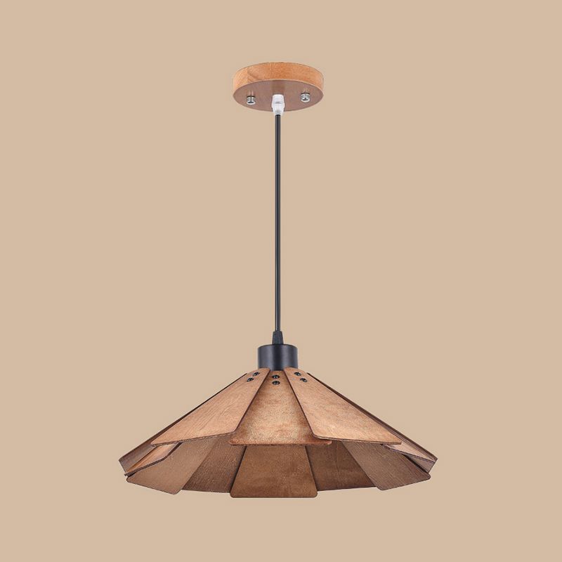 Pot Cover Shade Hanging Lighting Modern Style Wood 1 Light Sanging Lamping