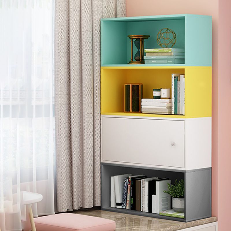 Scandinavian Standard Bookcase Engineered Wood Closed Back with Cabinets