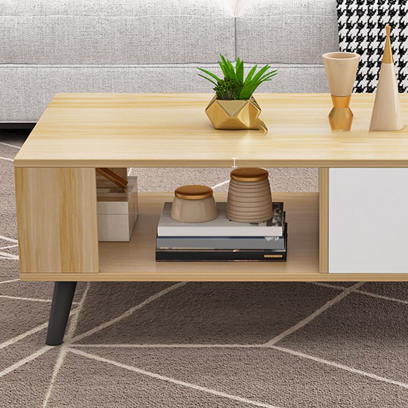 1-included 4 Legs Coffee Table Modern Wood Cocktail Table with Drawer