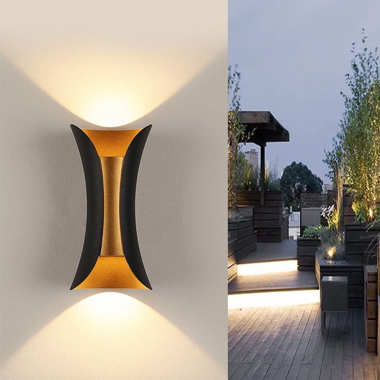 Luces de apliques de pared de 2 luces Estilo moderno Lámpara de pared de aluminio en negro y dorado