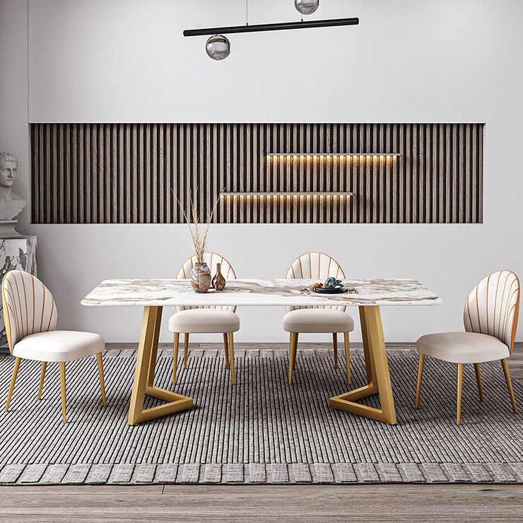 Iron and Slate Table Glam Style Simple Home Rectangular Dining Table