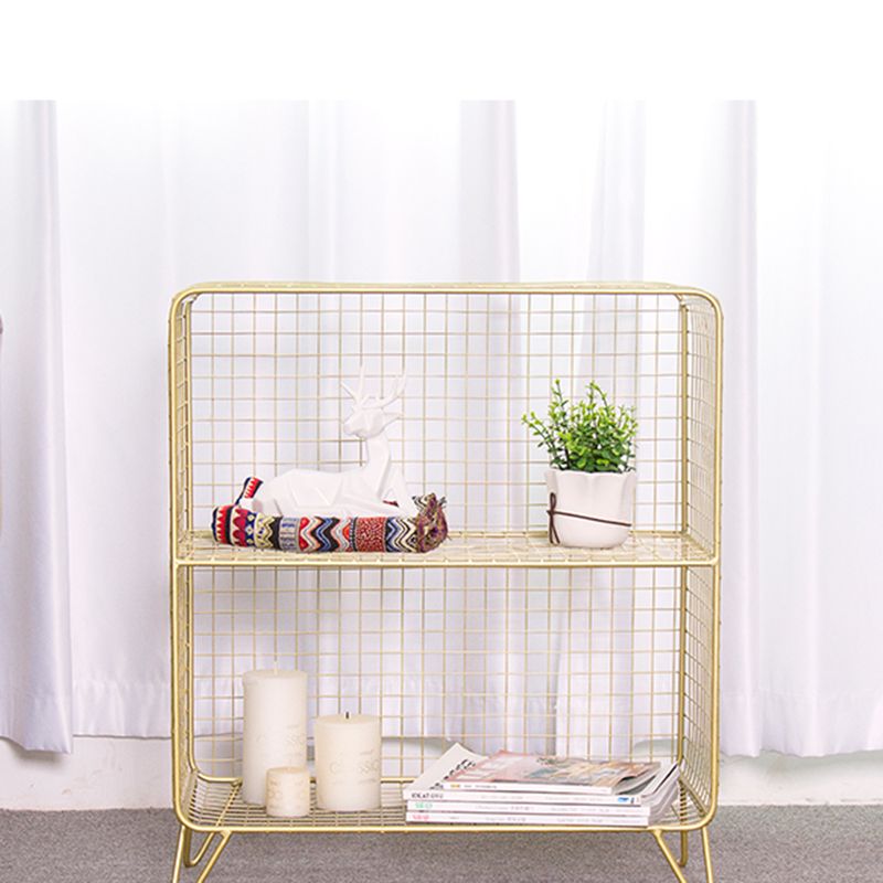 11" Wide Glam Shelf Bookcase Closed Back Gold Metal Bookcase