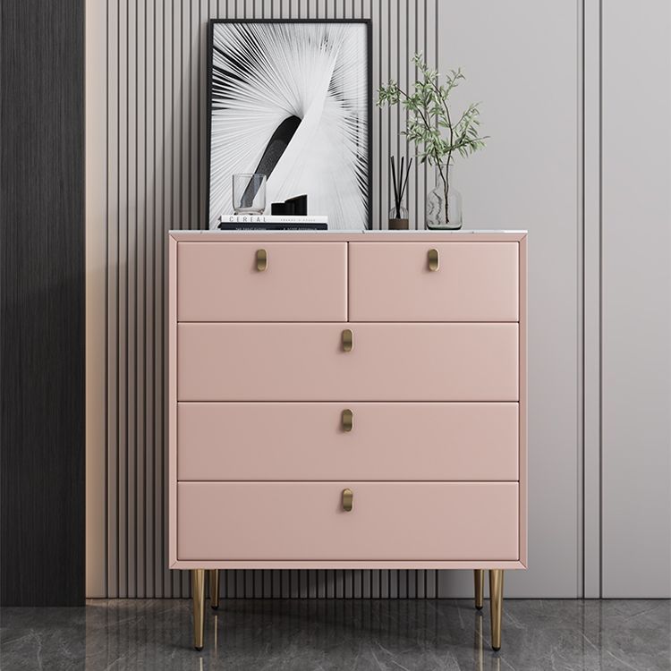 Wood and Stone Buffet Server Glam Style Kitchen Server for Living Room