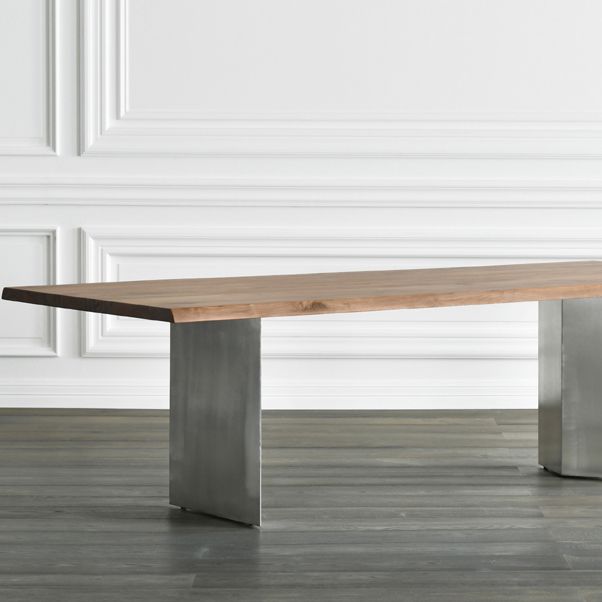 Rectangle Kitchen Dining Table Solid Wood Table Luxury with Double Pedestal Base