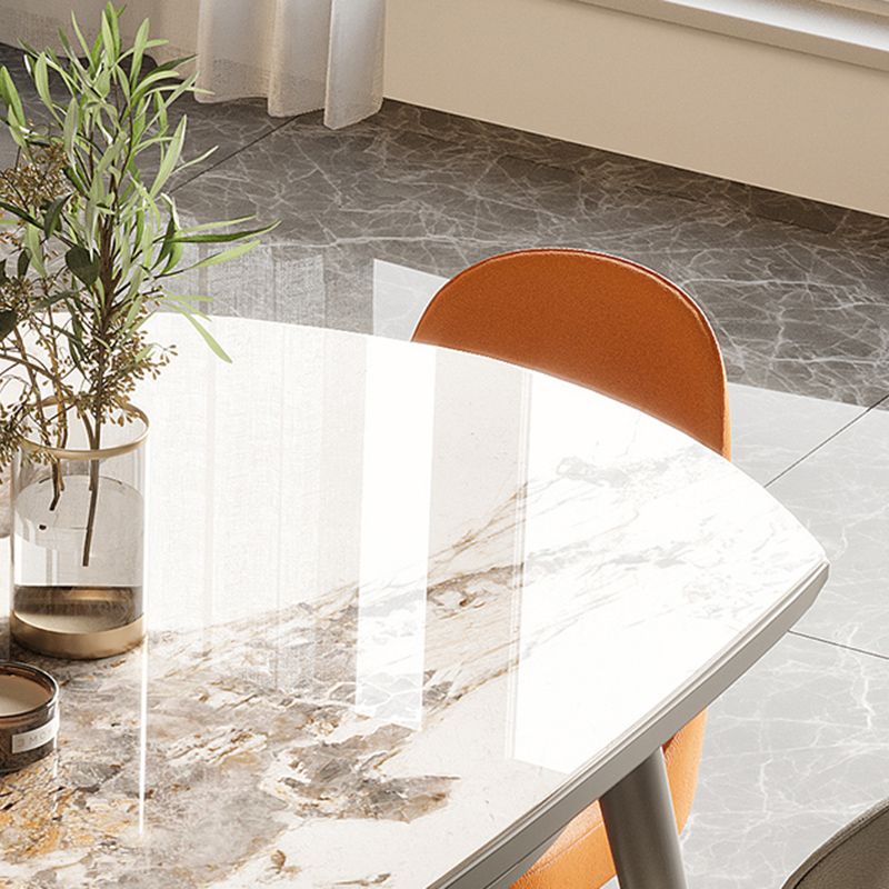 Extendable Sintered Stone Dining Table with Upholstered Chairs Set for Kitchen