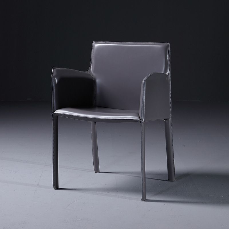 Industrial Arm Chair Solid Back Dining Room Chair for Dining Room