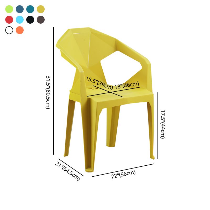 Nordic Style Plastic Dining Armchair Open Back Dining Side Chair for Restaurant