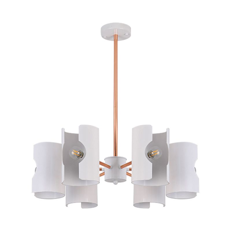 Metal Half-Cylinder Chandelier Simple Modern Ceiling Pendant Light in White for Study Room