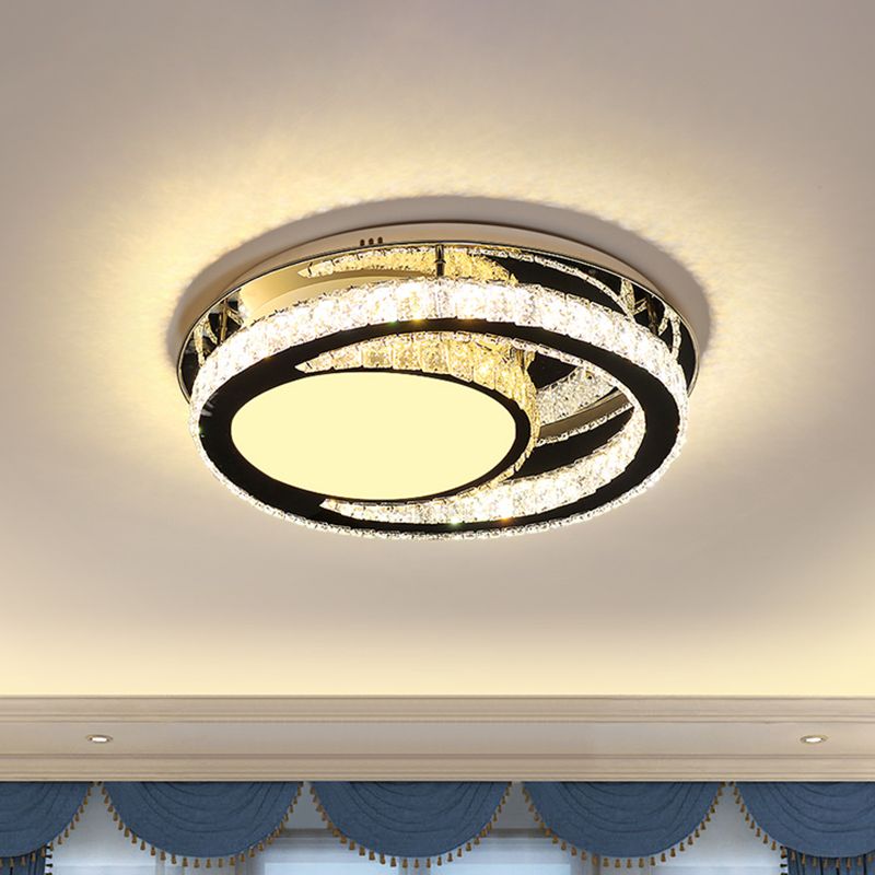 Edelstahl Oval Semi Flush Mount Minimalistische Kristall Wohnzimmer LED in der Nähe der Deckenlampe