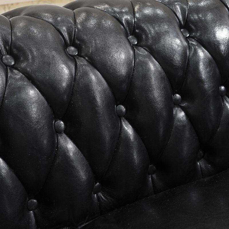 Traditional Living Room Black Tufted Rolled Arm Standard Seating