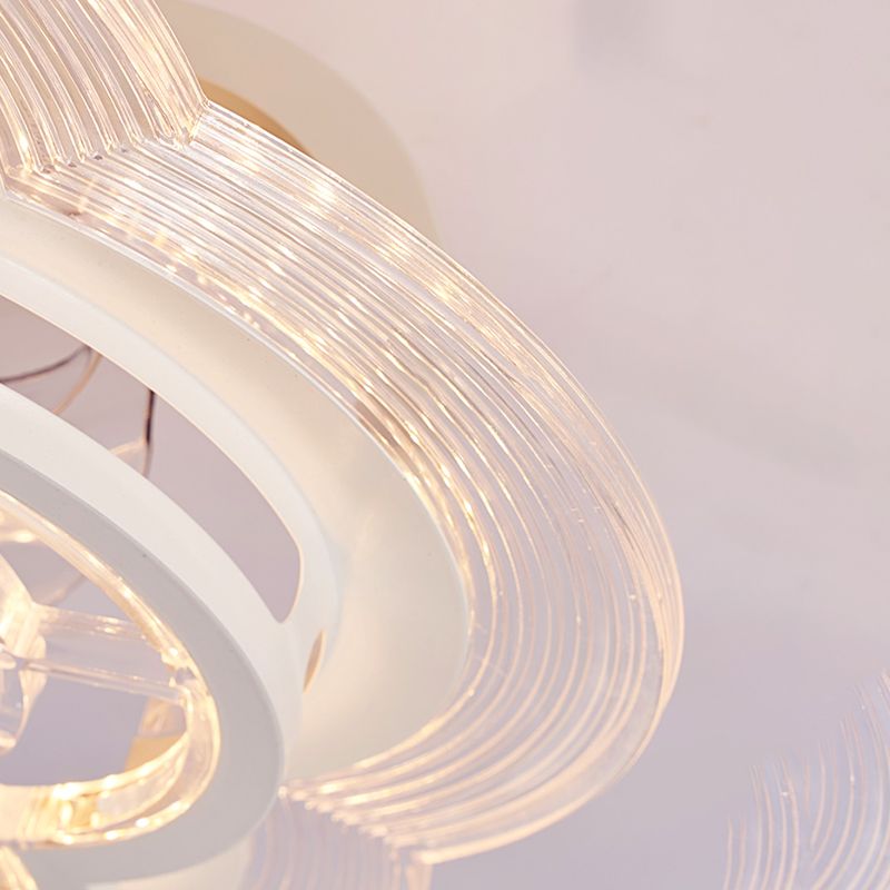 White LED Ceiling Fan Light Simple Ceiling Mount Lamp with Acrylic Shade for Bedroom