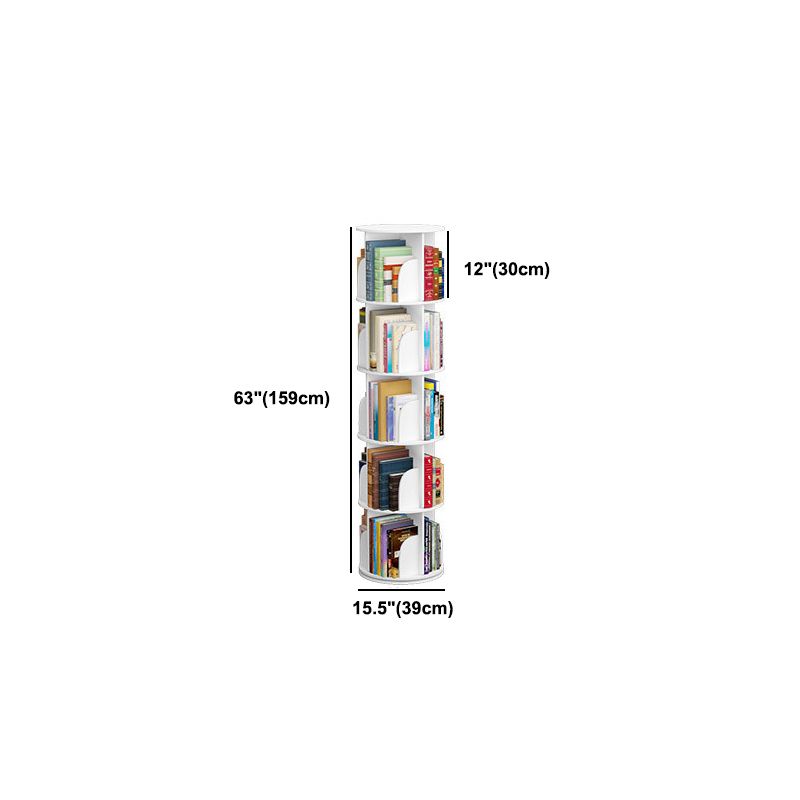 Modern White Bookcase Corner Engineered Wood Bookshelf with Rectangular Shelves