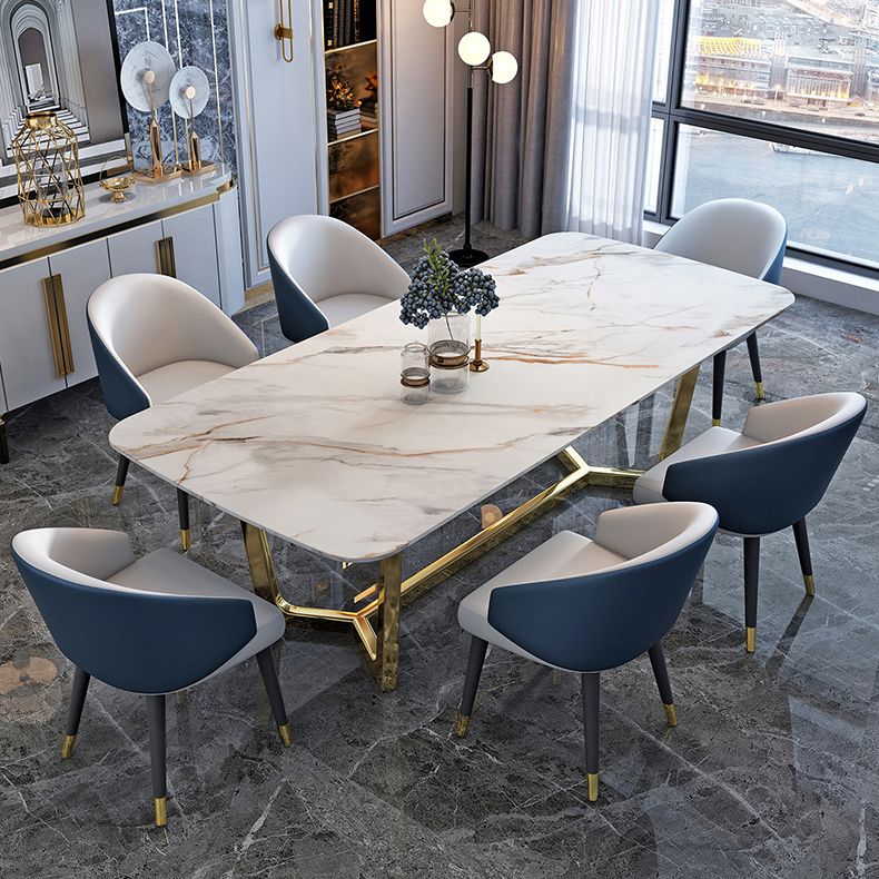 Tono blanco de piedra sinterizada mesa de comedor glam Mesa base para el comedor para comedor