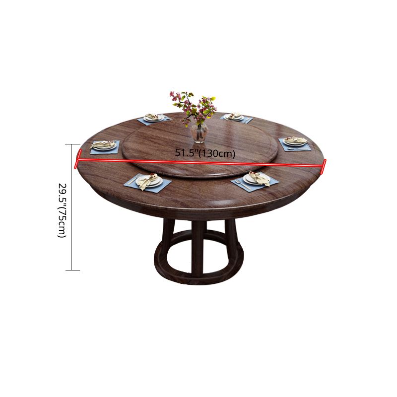 Modern Round Shape Brown Table Solid Wood Standard Dining Table for Kitchen