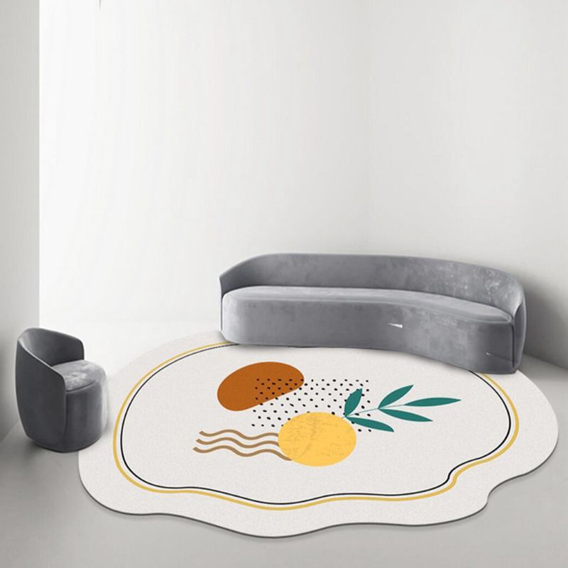 Yellow Simple Carpet Polyester Color Lump Carpet Washable Carpet for Living Room