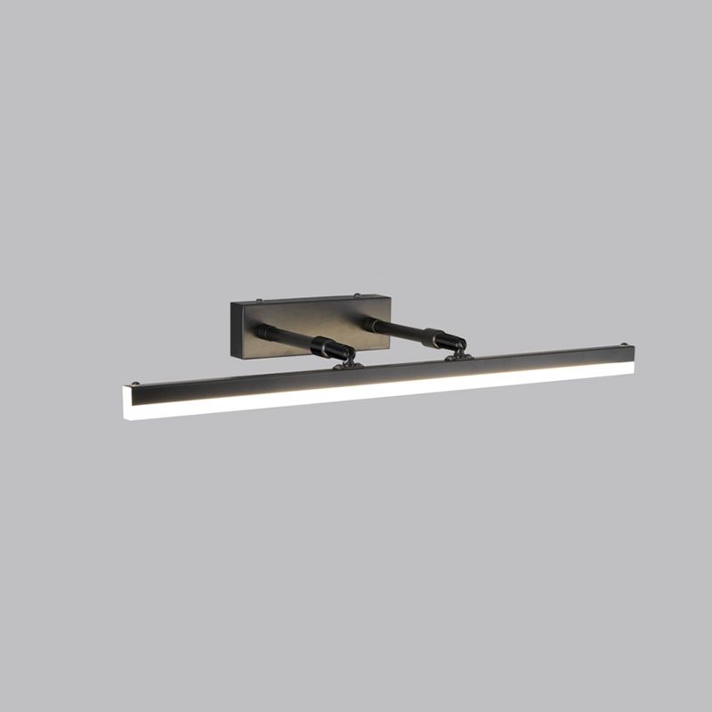 Metal Linear Wall Sconce Modern 1 Light Swing Arm Mirror Wall Mount Light Fixture in Black