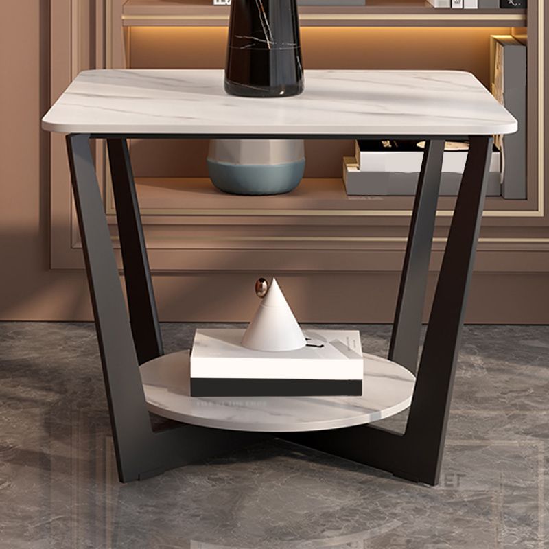Cross Legs Slate End Table Modern Square End Table with Storage