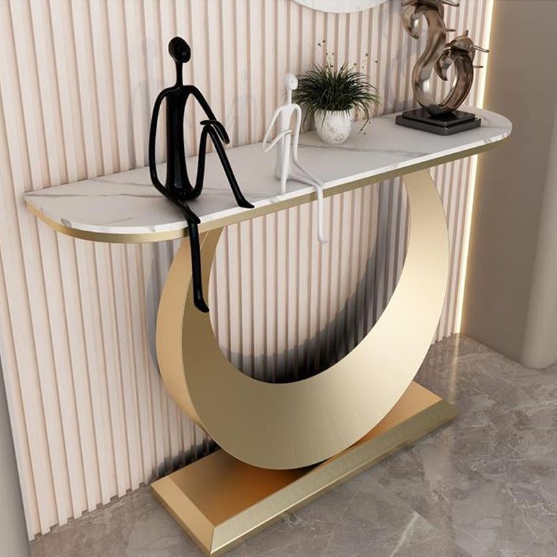 Modern Half Moon Console Table Antique Finish Console Sofa Table