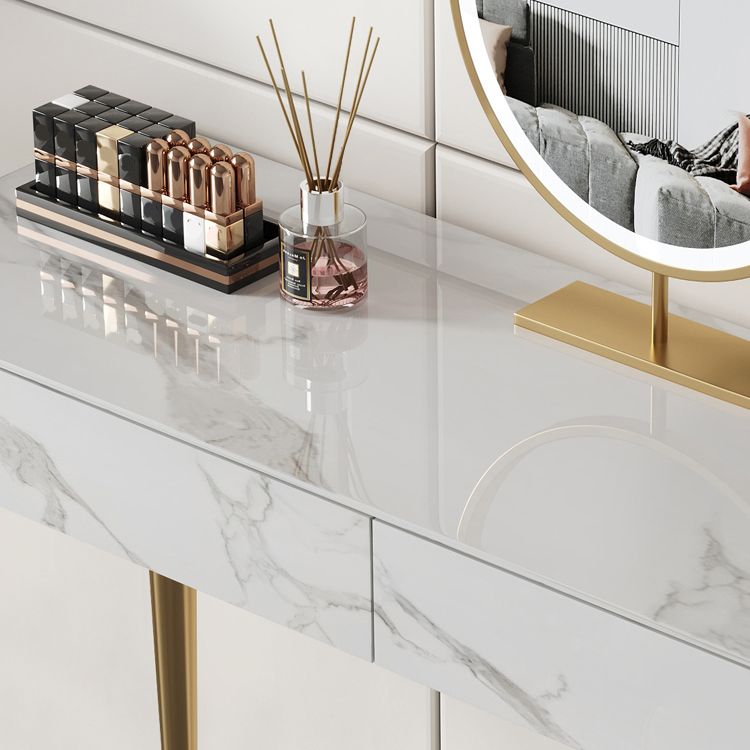 Luxurious Vanity Makeup Dressing Table Stool Set with 2 Drawers