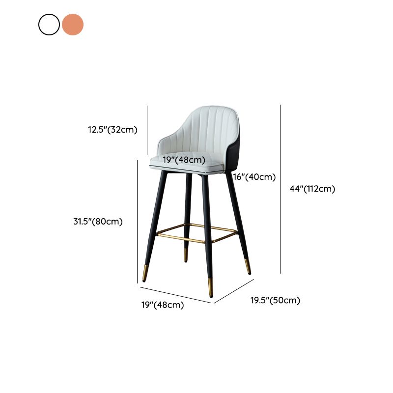 Glam Bar Stool Upholstered Backrest Counter Stool for Hone Use