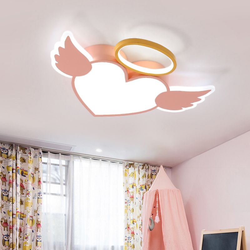Kids Heart Flush Mount Metal Nordic Ceiling Light Fixture for Children's Room