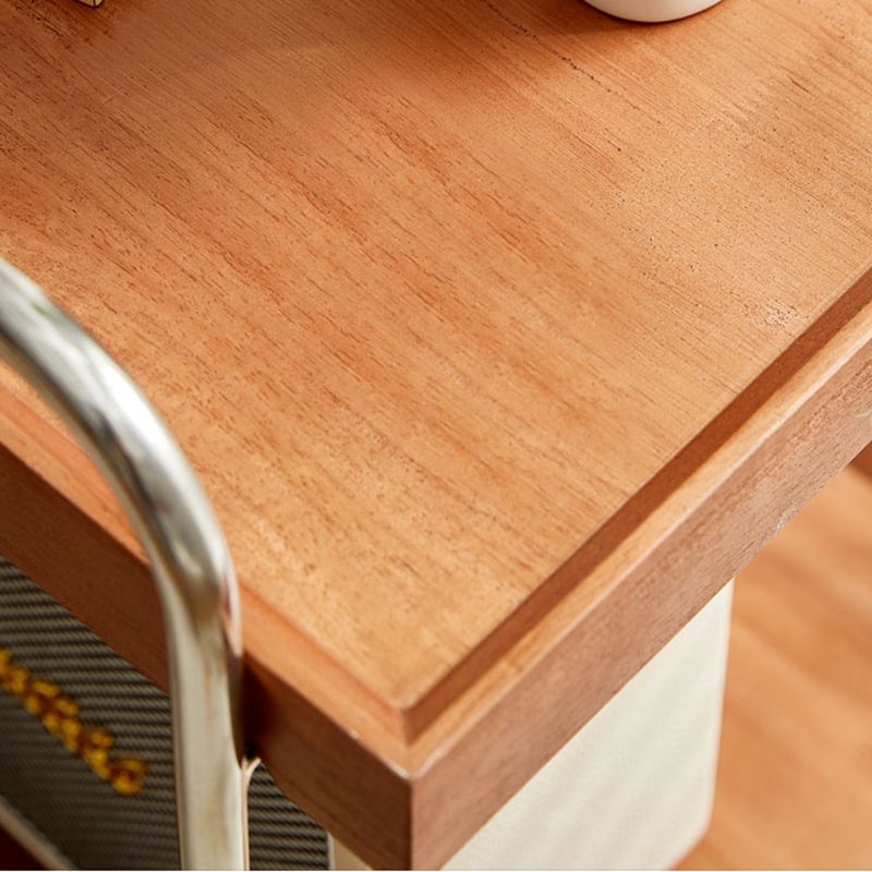Scandinavian Solid Wood Side Table Tray Top Side End Table with Wheels