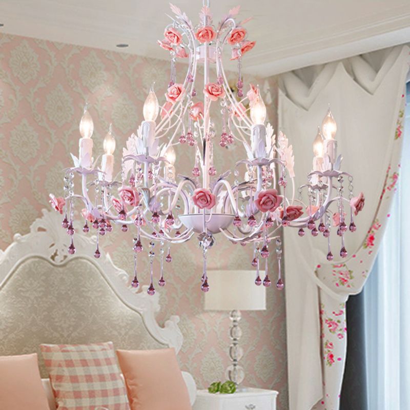 6/8 Bulbos Candelier Chandelier CHANDELIZA CRISTA CRISTA CRISTAL CRISTAL CONTINIBO Lámpara de suspensión para dormitorio