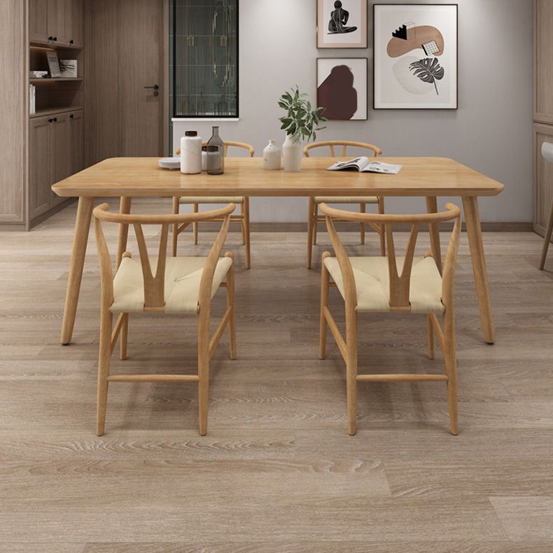 Glam Rectangle Dining Table Wooden Table with Wood Legs for Home