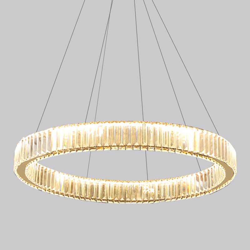 Moderne kreisförmige Kronleuchterkristall 1 Leicht Kronleuchter Anhänger Licht in Gold